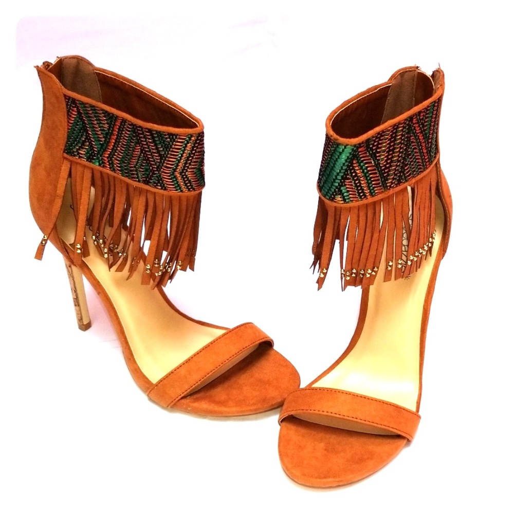 Evelyn Whiskey Faux Suede Moccasin Heels Size 8